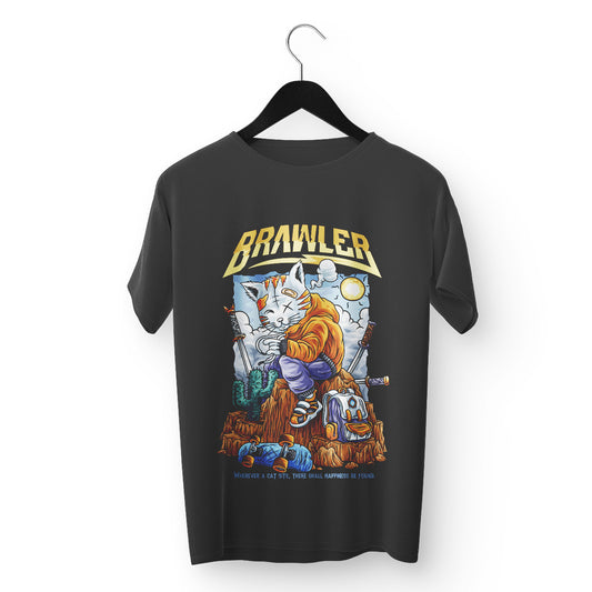 Brawler Cat Tee – Fierce Attitude, Illustrated Cool