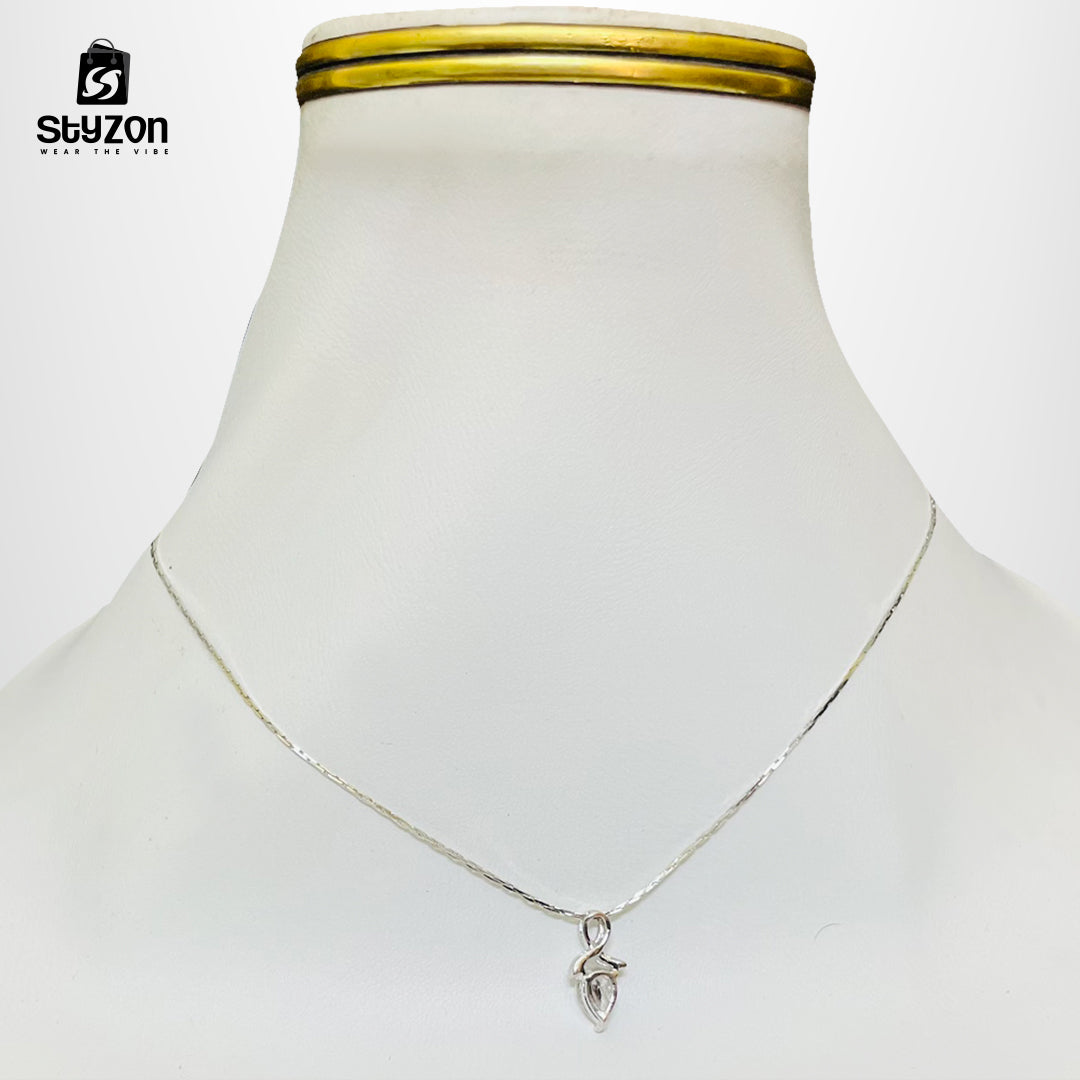 Abstract Infinity Tear Silver Pendant
