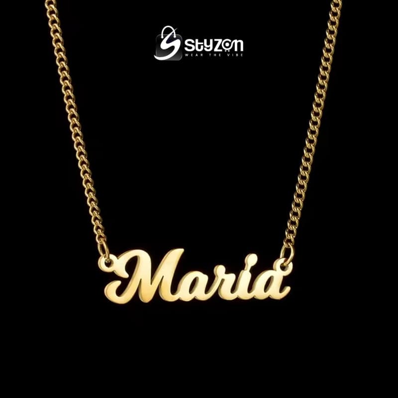 Styzon Custom Name Necklace – Personalized Gold Script