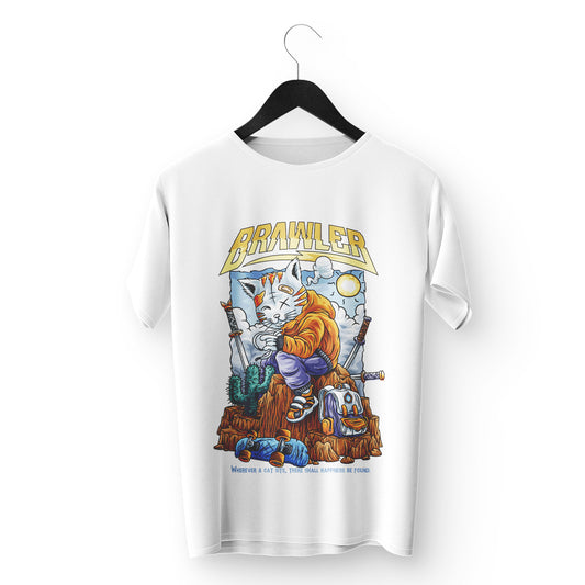 Brawler Cat Tee – Fierce Attitude, Illustrated Cool