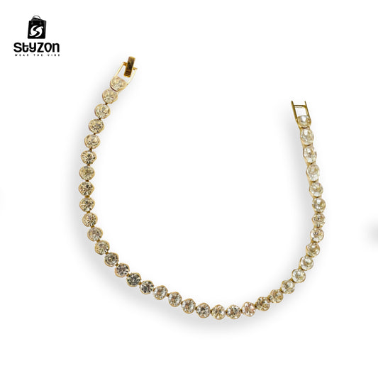 Classic Gold-Tone Round Stone Bracelet