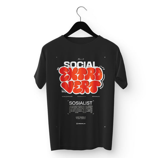 Social Extrovert Statement Oversized T-Shirt