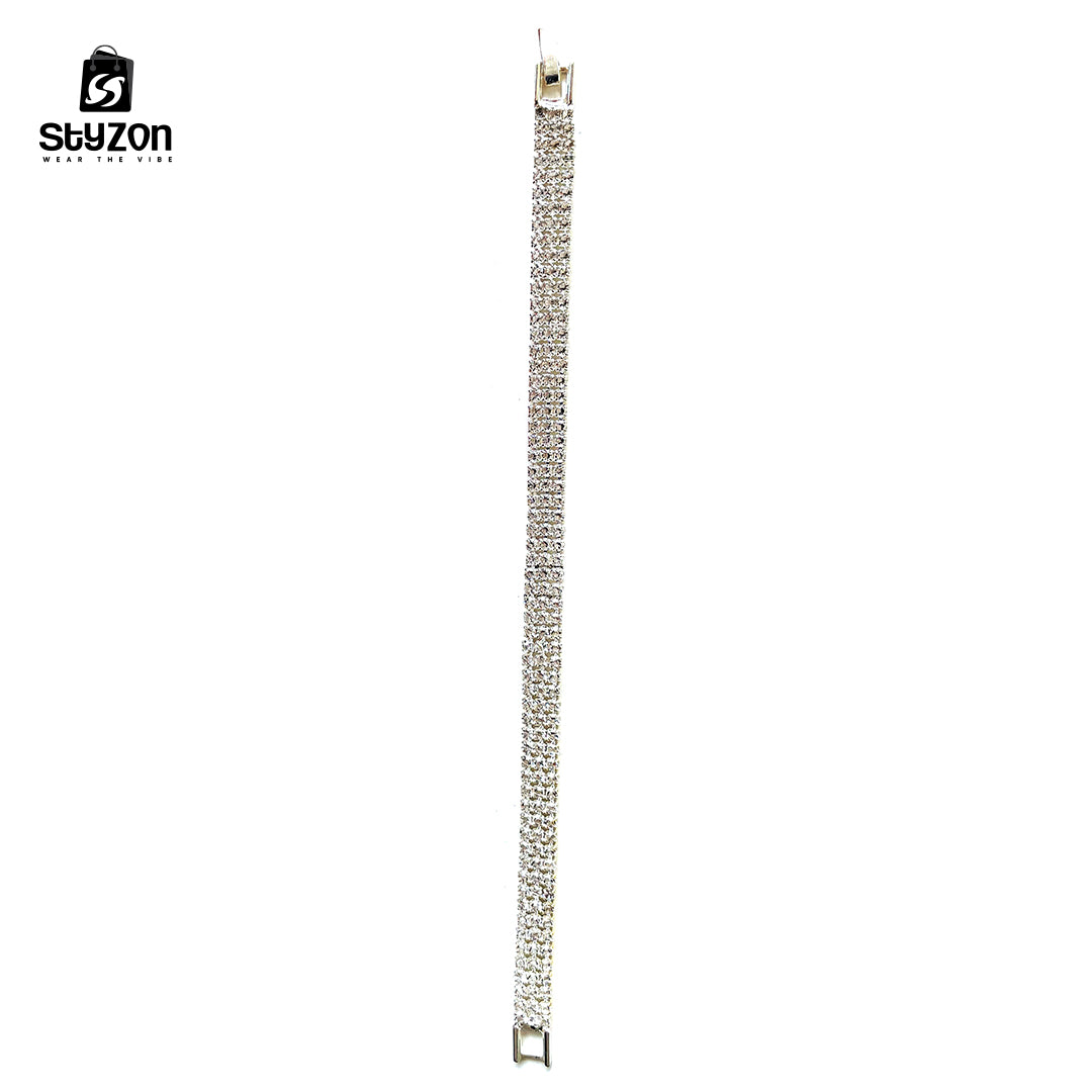 Elegant Rhinestone Tennis Bracelet – Silver Shine
