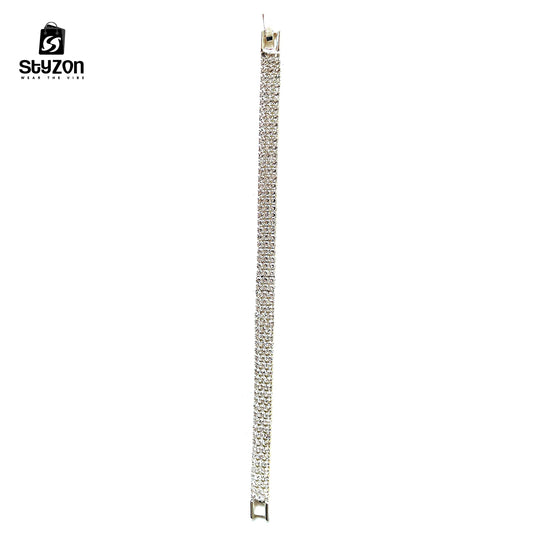 Elegant Rhinestone Tennis Bracelet – Silver Shine