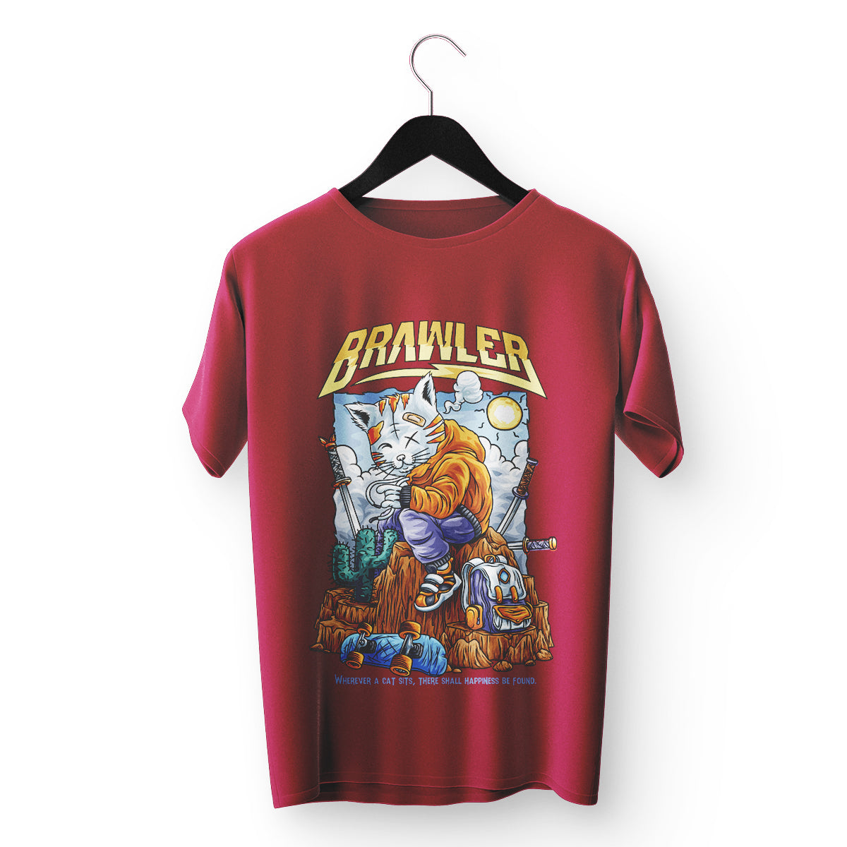 Brawler Cat Tee – Fierce Attitude, Illustrated Cool