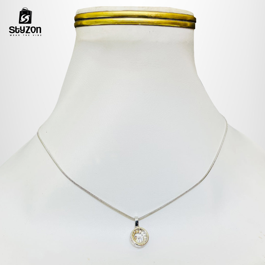 Classic Crystal Orbit Silver Pendant