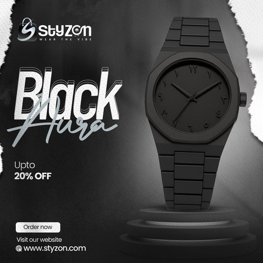 Arabic Black Aura Watch – Minimalist Stealth Design
